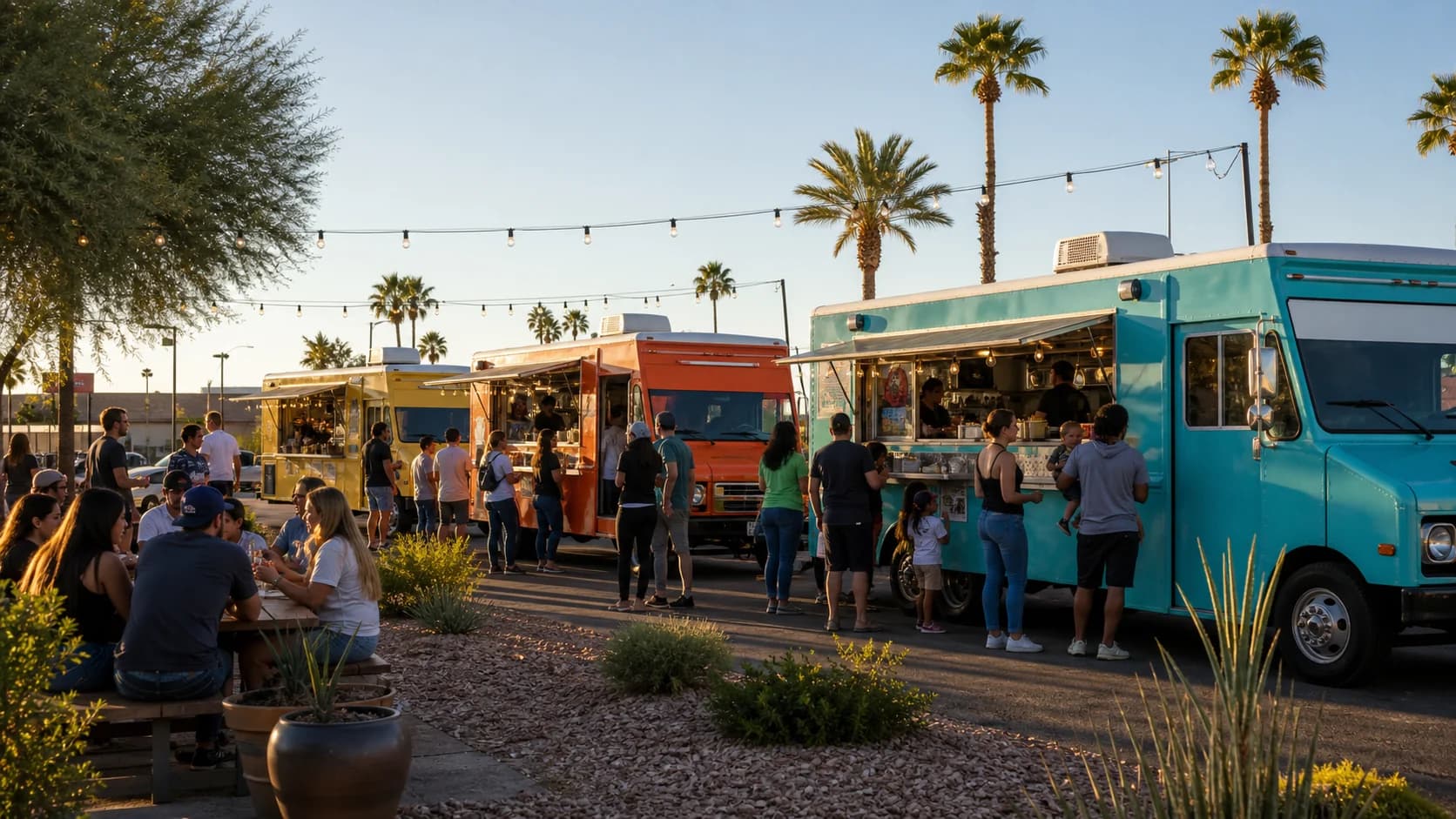 Colorful food trucks serving the Maricopa community