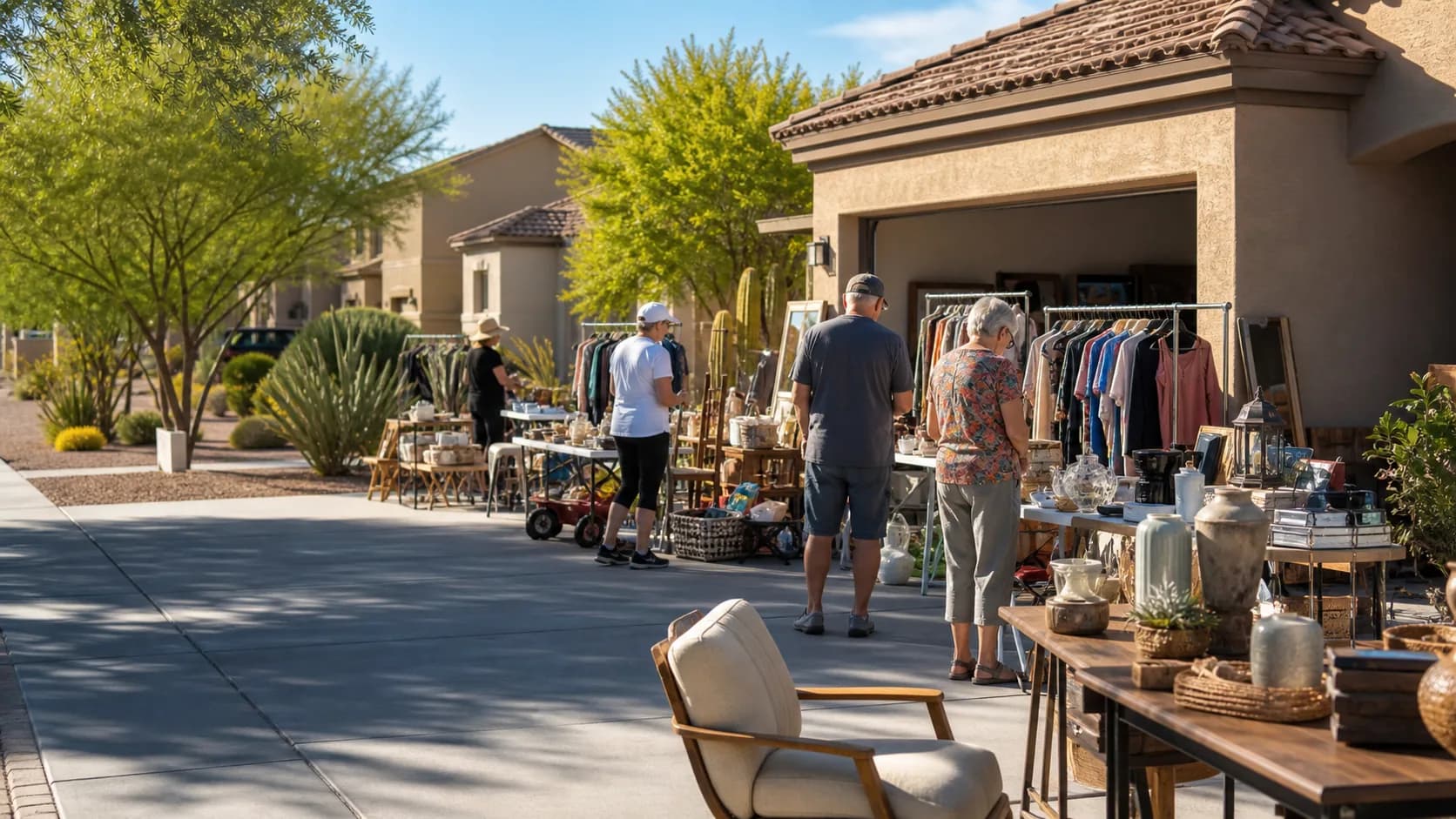 An organized neighborhood yard sale in Maricopa