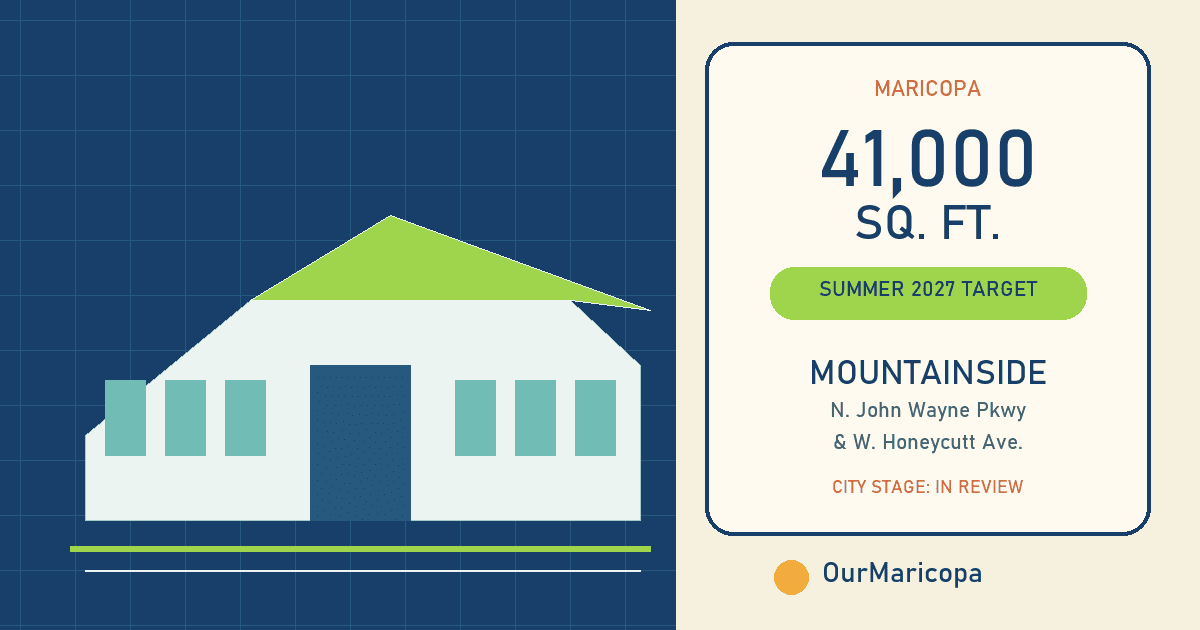 Blueprint-style editorial illustration of a fitness center with summer 2027 target and In Review labels.