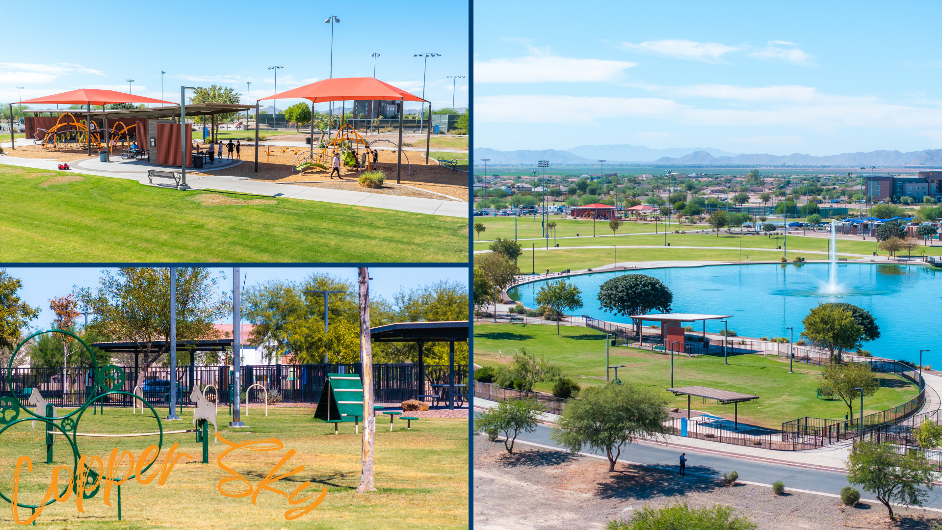 Photo collage of Copper Sky Park in Maricopa, AZ