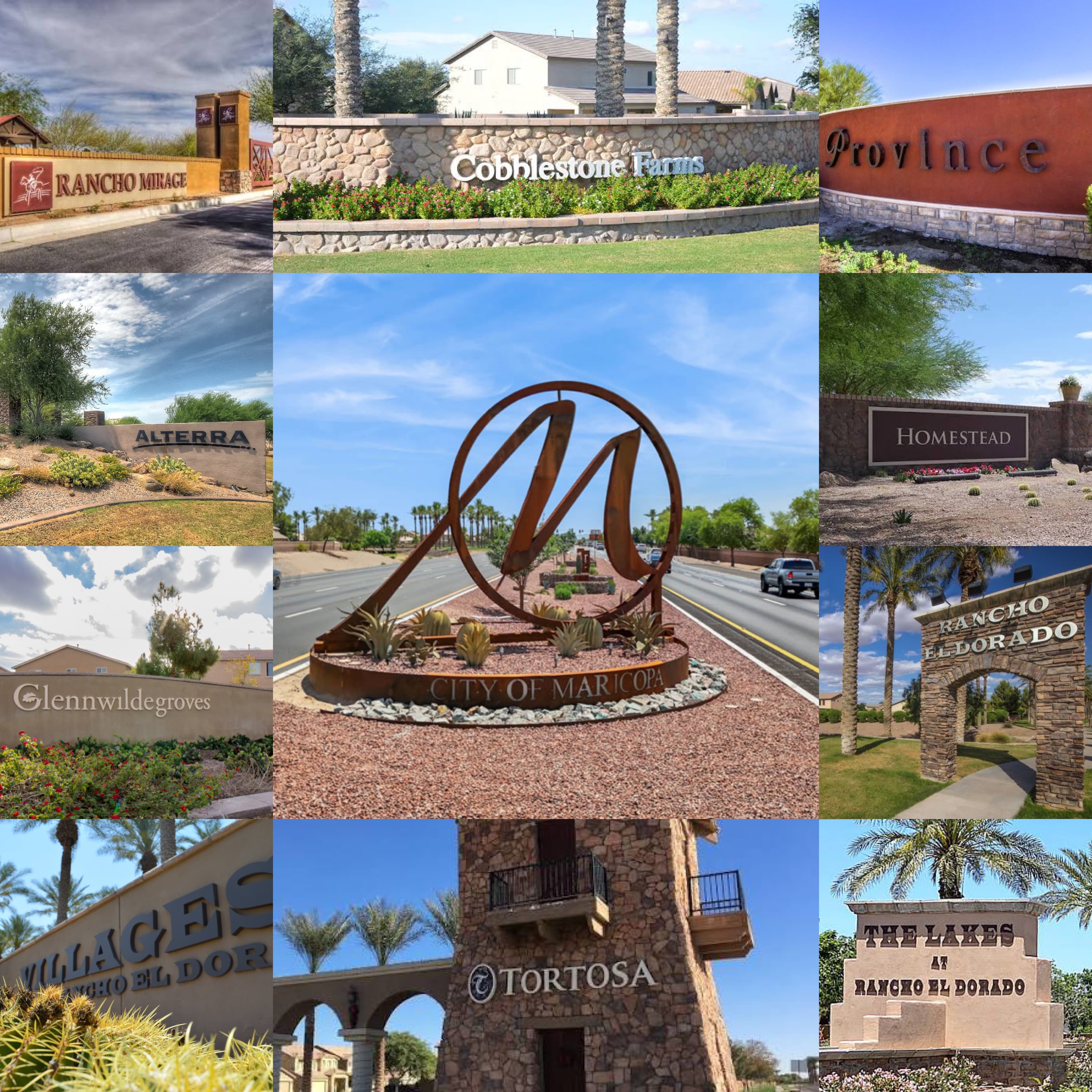Rancho el Dorado neighborhood entrance in the city of maricopa.